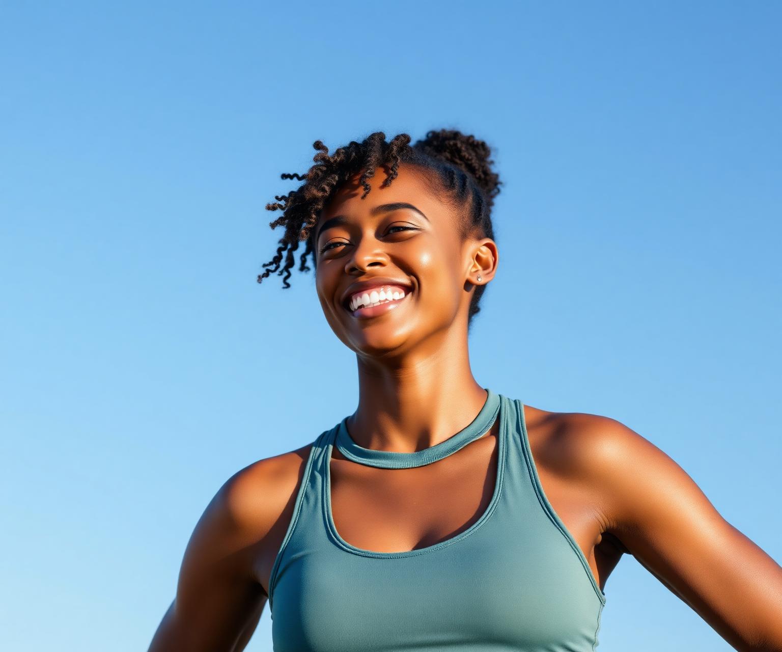 Smiling woman feeling well after compassionate care at Prestige Health & Wellness